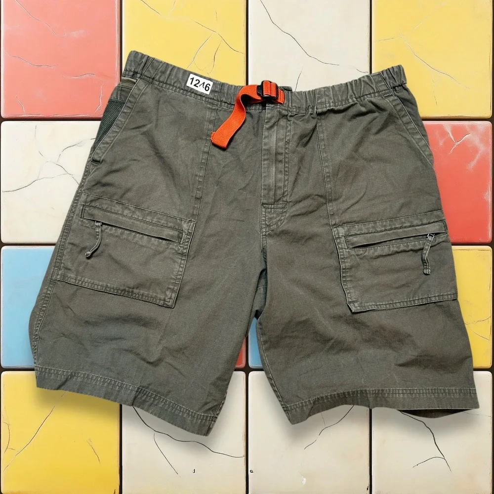 Vintage‎ Gap Cargo Hiking Shorts Y2K Men L Green Ripstop Pockets Outdoor Utility
